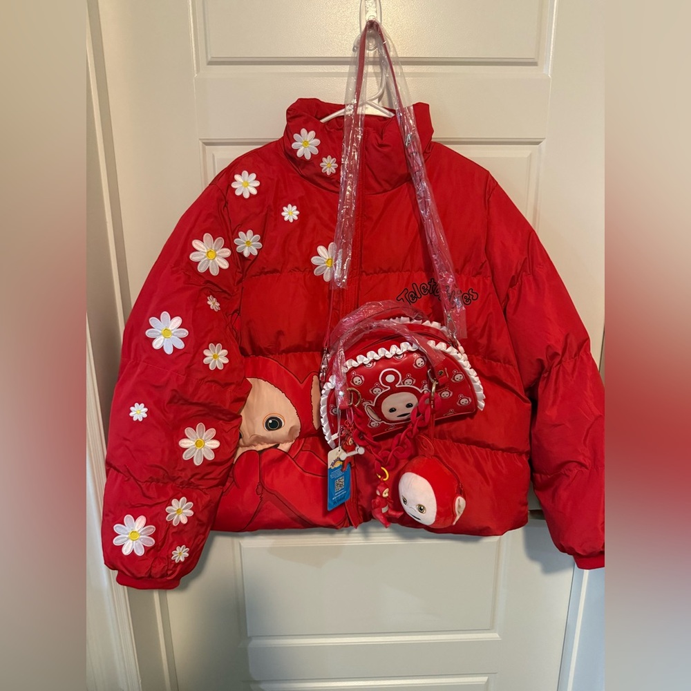 Red Teletubbies Puffer Jacket and purse set